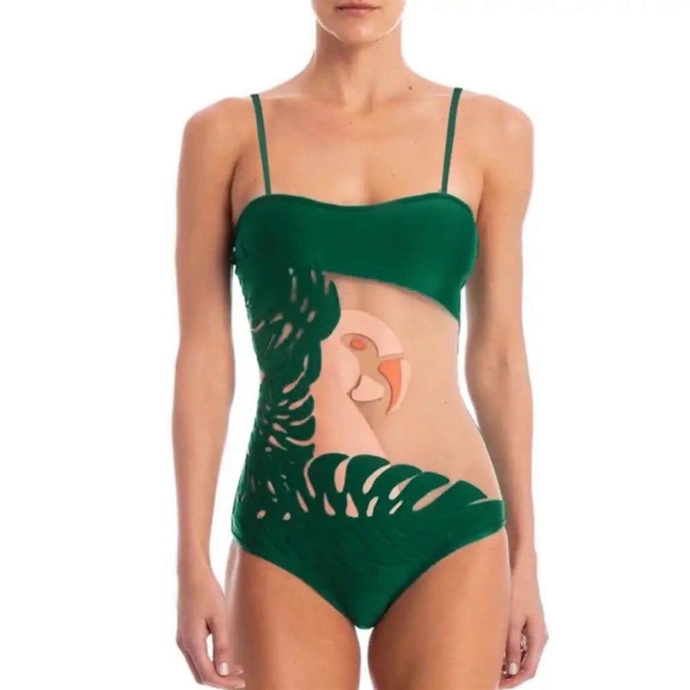 Parrot Bay Emerald Green-Pink One Piece Bikini